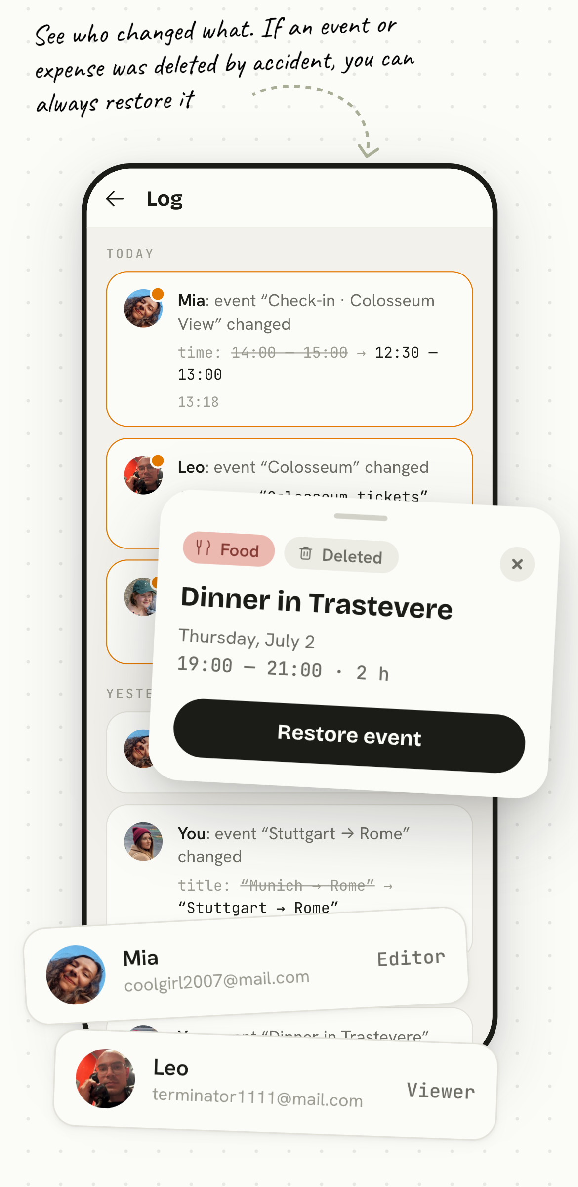 Mobile version: change log with notes